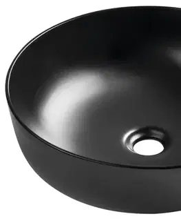 Umývadlá SAPHO - RONDEA keramické umývadlo na dosku priemer 41cm, čierna mat AR445B