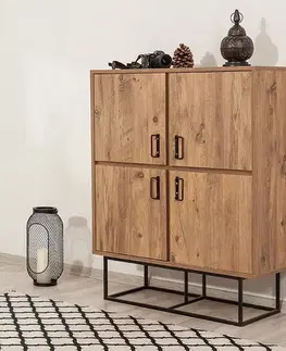 Komody a skrinky HEAVEN komoda na nožičkách, borovica/čierna