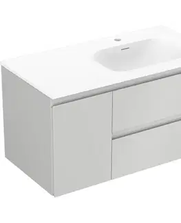 Kúpeľňový nábytok MEXEN/S - Orio kúpeľňová skrinka 90 cm s umývadlom Vela pravá, 2S, 1D, sivá mat/biela mat 91A13-09047-3-BBFFF62-W23P01