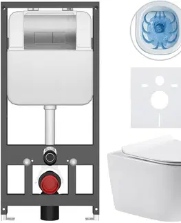 Záchody CERANO - Kompletný WC set Basic/Felci - biela lesklá - WC tlačidlo Modulo/Strieborná - závesné - predstenová inštalácia - 53x37 CER-8050BD86103