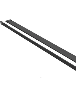 Držadlá k vani CERANO - Sprchová zástěna Walk-in Onyx L-levá vzpěra - 8 mm + polička/držák na ručníky - černá matná, mléčné sklo - 160x200  CER-8050BD822