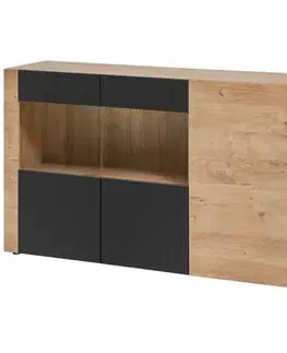 Komody do spálne Komoda Aron Rzs Ar Sb Dub Ribbeck/Čierna