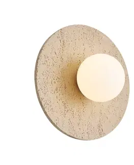 Nástenné osvetlenie Nástenná lampa Japandi okrúhla z prírodného kameňa s opálovým sklom - Josie