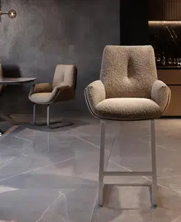 Barové stoličky DELIFE Barová stolička Clea-Flex zmiešané materiály tmavobéžová konzolová podstava plochá nerezová oceľ