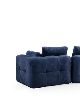 Sedacie súpravy Rohová sedacia súprava / Rohová pohovka Amaris 3 Seater With Pouffe - Navy Blue
