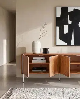 Komody DELIFE Komoda Rivoro 210 cm akácia prírodná 4 dvierka