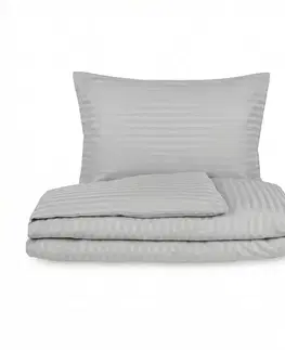 Obliečky Kvalitex Saténové obliečky Stripe svetlosivá, 240 x 220 cm, 2 ks 70 x 90 cm