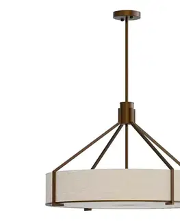 Svietidlá Open Design OR85679- Závesné svietidlo na tyči DORETTO 6xE27/15W/230V priemer 70 cm hnedá/béžová OR85679