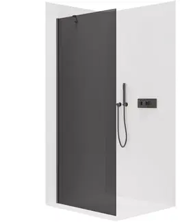 Sprchové dvere CERANO - Sprchová zástena Walk-in Onyx YL/P - 10 mm - čierna matná, grafitové sklo - 160x200 CER-8050BD8506
