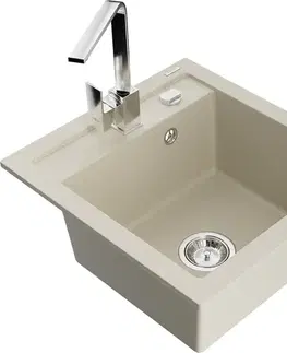 Kuchynské drezy MEXEN/S MEXEN/S - Vito granitový drez 1-miska vrátane batérie Rita, béžová 6503-69-670300-00