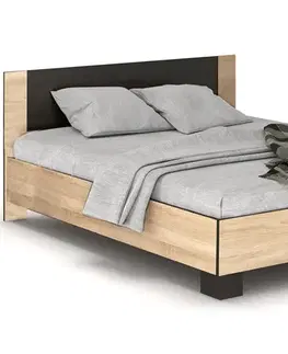 Postele NABBI Verify LB-160 manželská posteľ s roštom 160x200 cm dub sonoma / wenge