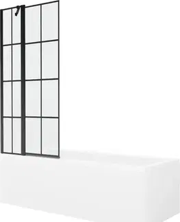 Sprchové dvere MEXEN/S - Cubik obdĺžniková vaňa 170 x 70 cm s panelom + vaňová zástena 80, čierna vzor 550317070X9408117077