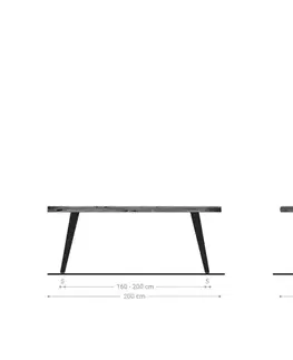 Jedálenské stoly DELIFE Jedálenský stôl Edge 200x100 XL akácia hnedá kov šikmý Live-Edge