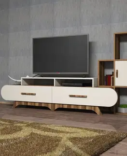 Obývacie steny TV skrinka / Obývacia stena Flora S - Walnut, Cream