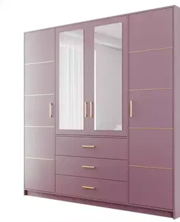 Šatníkové skrine Skriňa  Bali D4 Slivka/zrkadlo