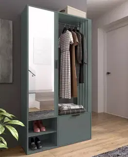Predsieňové steny KONDELA Muna predsieň so zrkadlom green stone