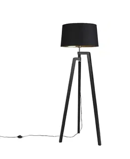 Stojace lampy Inteligentná stojaca lampa s tienidlom čierna so zlatom 50 cm vrátane WiFi A60 - Puros