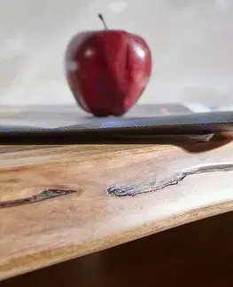 Televízne stolíky DELIFE TV stolík Live-Edge 145 cm akácia prírodná priehradka 3 zásuvky