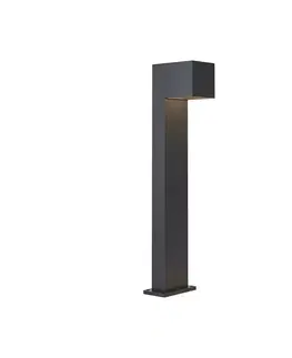 Zahradne stlpove lampy Vonkajšia lampa čierna 65 cm vrátane LED IP64 so tlmeným svetlom a solárnym panelom - Charlene
