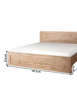 Postele KONDELA Moratiz 180 posteľový rám dub wotan
