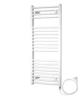 Radiátory do kúpeľne Mereo Vykurovací rebrík oblý 450x1690 mm, biely, elektrický MT33E
