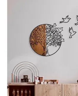 Obrazy  Nástenná dekorácia 60x56 cm strom a vtáci drevo/kov 891TNL2349