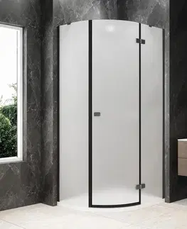 Sprchové dvere POLYSAN - GLOBE GUN METAL štvrťkruhová sprchová zástena 1000x800, matné sklo, pravé GB2180MRGM
