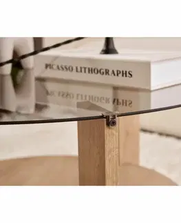 Konferenčné stolíky Konferenčný stolík Clara Sapphire Oak s tmavým sklom