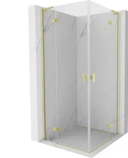 Sprchovacie kúty MEXEN/S - Mist-H L Duo sprchovací kút dvere krídlové 115 x 115, transparent, zlato kartáčovaná 8A5L-115L-115P-55-00