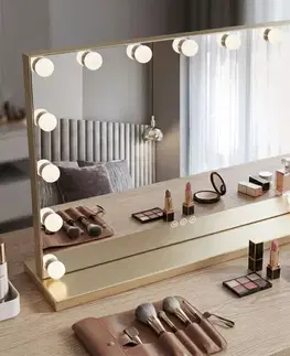 Kúpeľňové zrkadlá REA - Zrkadlo LED HOLLYWOOD L.Gold 80x60 HOM-12015