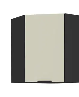 Kuchynské horné skrinky KONDELA Araka 60x60 GN-72 1F horná rohová kuchynská skrinka kašmír / čierna