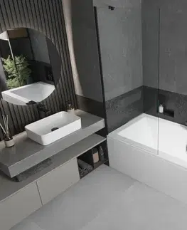 Sprchové dvere MEXEN/S - Cube obdĺžniková vaňa 180 x 80 cm s panelom + vaňová zástena 80, transparent, čierna 550518080X9508000070