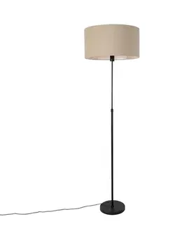 Stojace lampy Stojaca lampa čierna nastaviteľná s tienidlom svetlohnedá 50 cm - Parte
