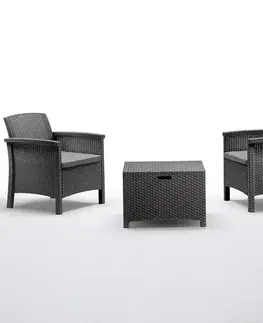 Sada: stolík a záhradné kreslá Záhradný komplet Venezia Terrace graphite