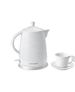 Predlžovacie káble Concept RK0040 - rýchlovarná kanvica 1,5 l 1500W/230V biela/keramika + 2x šálky s podšálkami rk0040