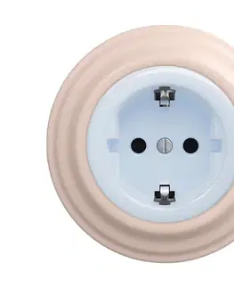 Predlžovacie káble Reblig - Retro domová zásuvka s rámčekom SCHUKO 230V/16A modrá/staroružová RG0119+RG0108