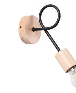 Svietidlá  SL.1476 - Nástenná lampa EMBER 1xE27/15W/230V čierna/béžová/buk SL.1476