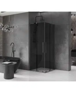 Sprchovacie kúty MEXEN/S - Velar L Duo sprchovací kút, posuvné dvere 80 x 80, grafit, gun gray kartáčovanáana 871-080-080-02-43-66