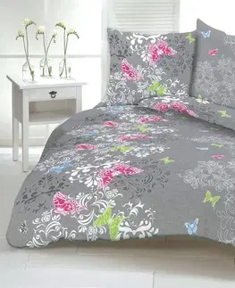 Obliečky Obliečky bavlnené Butterfly garden TiaHome - 1x Vankúš 90x70cm, 1x Paplón 140x200cm