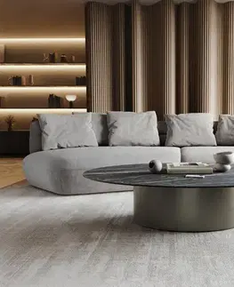 Konferenčné stolíky DELIFE Konferenčný stolík Casilda 150x90 cm keramika Laminam®Noir Desir hnedá stredová podstava efektová povrchová úprava titánová