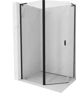 Sprchovacie kúty MEXEN/S - Mist Lsprchovací kút päťboký krídlový asymetrický 90 x 80, transparent, čierna 8A8L-090-080-70-00