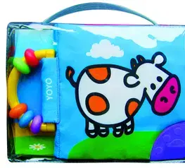 Leporelá, krabičky, puzzle knihy Látková kniha s chrastítkem Kravička