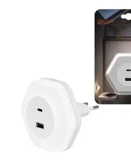 Svietidlá Ledvance - LED Orientačné svietidlo do zásuvky s USB LUNETTA LED/15W/230V 4099854090264