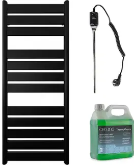Doplnky do kúpeľne CERANO - Kúpeľňový elektrický radiátorový set Arturo - 600W - čierna matná - 1200x500 mm CER-680546