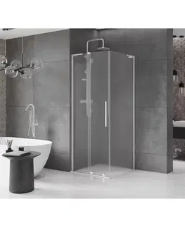Sprchovacie kúty MEXEN/S - Velar L sprchovací kút, posuvné dvere 90 x 90, dekor, chróm 871-090-090-33-01