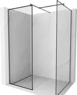 Sprchové dvere MEXEN/S - Kyoto Sprchová zástena WALK-IN 120 x 120, čierny vzor, grafit metal 800-120-202-95-70-120