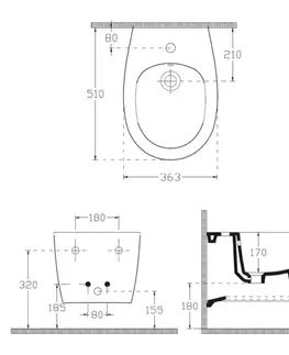 Doplnky do kúpeľne ISVEA - SENTIMENTI bidet závesný 36x51 cm 10AR41010SV