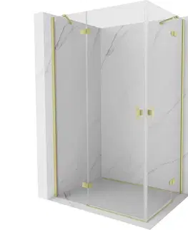 Sprchovacie kúty MEXEN/S - Mist H Duo sprchovací kút dvere krídlové 105 x 100, transparent, zlato kartáčovaná 8A5-105L-100P-55-00