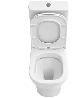 Záchody CERANO - WC kombi Hugo, Rimless + Slim/UF sedátko - spodný/zadný odpad - biela lesklá - 63,5x35,5 CER-538759