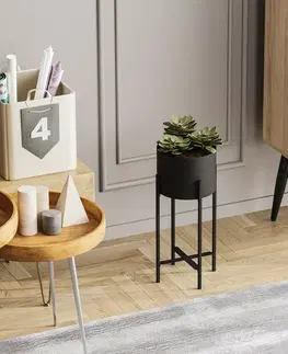Kvetináče a truhlíky Kovový stojan na kvety GED-026, Mono black
